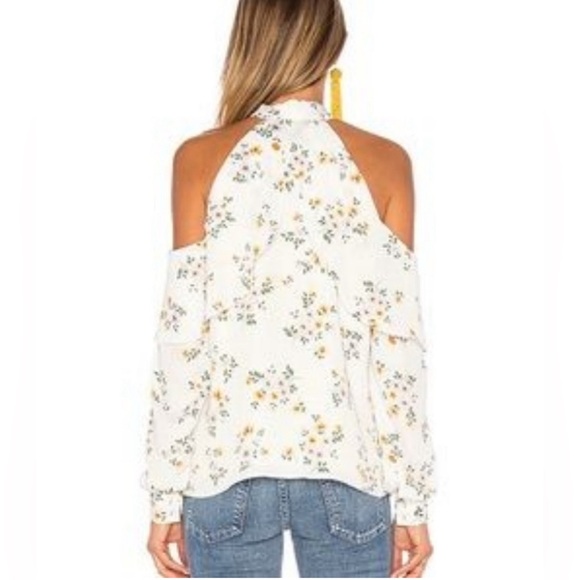 L'Academie Floral Open ShoulderTie Blouse Size S EUC - Picture 4 of 6